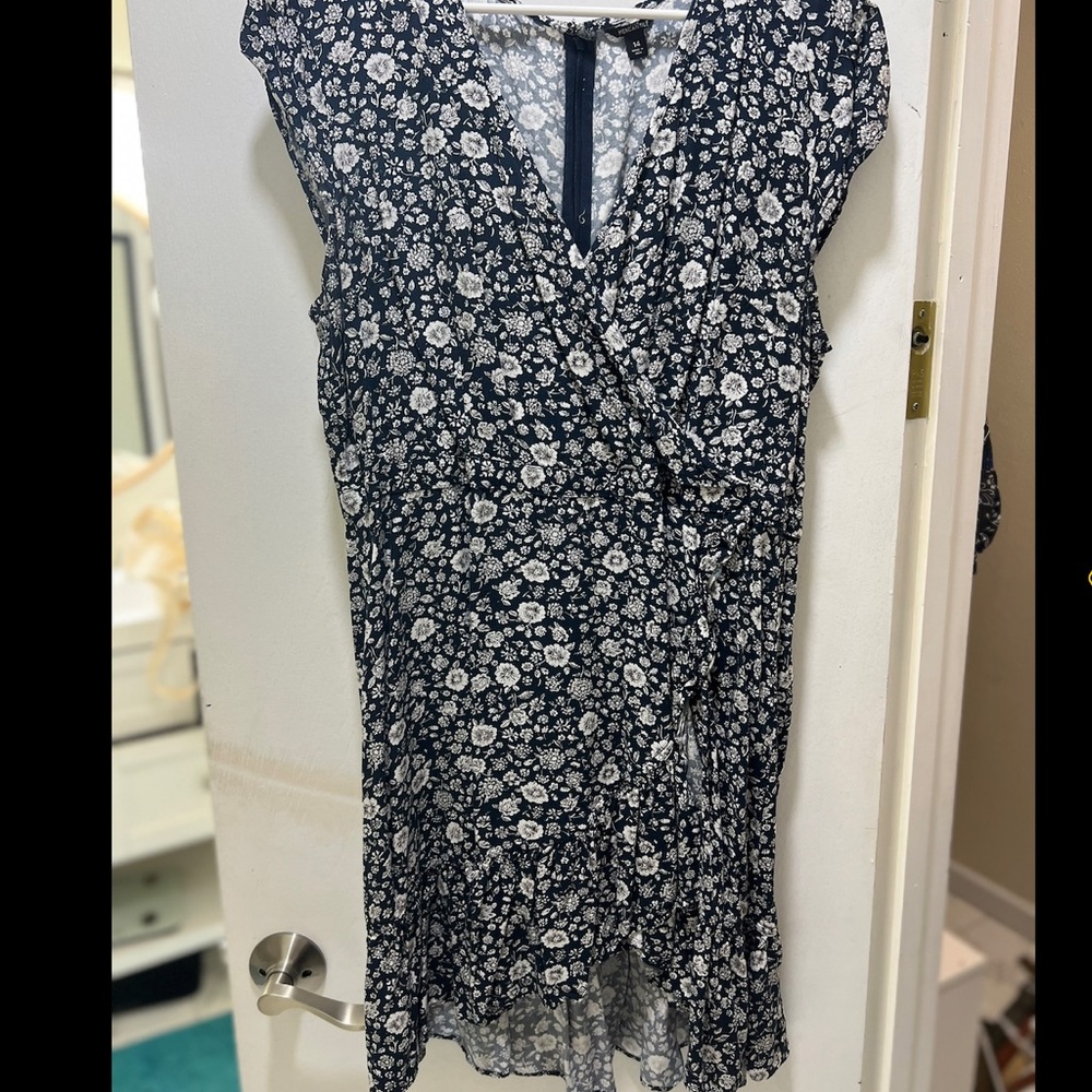J. Crew floral wrap dress navy size 14